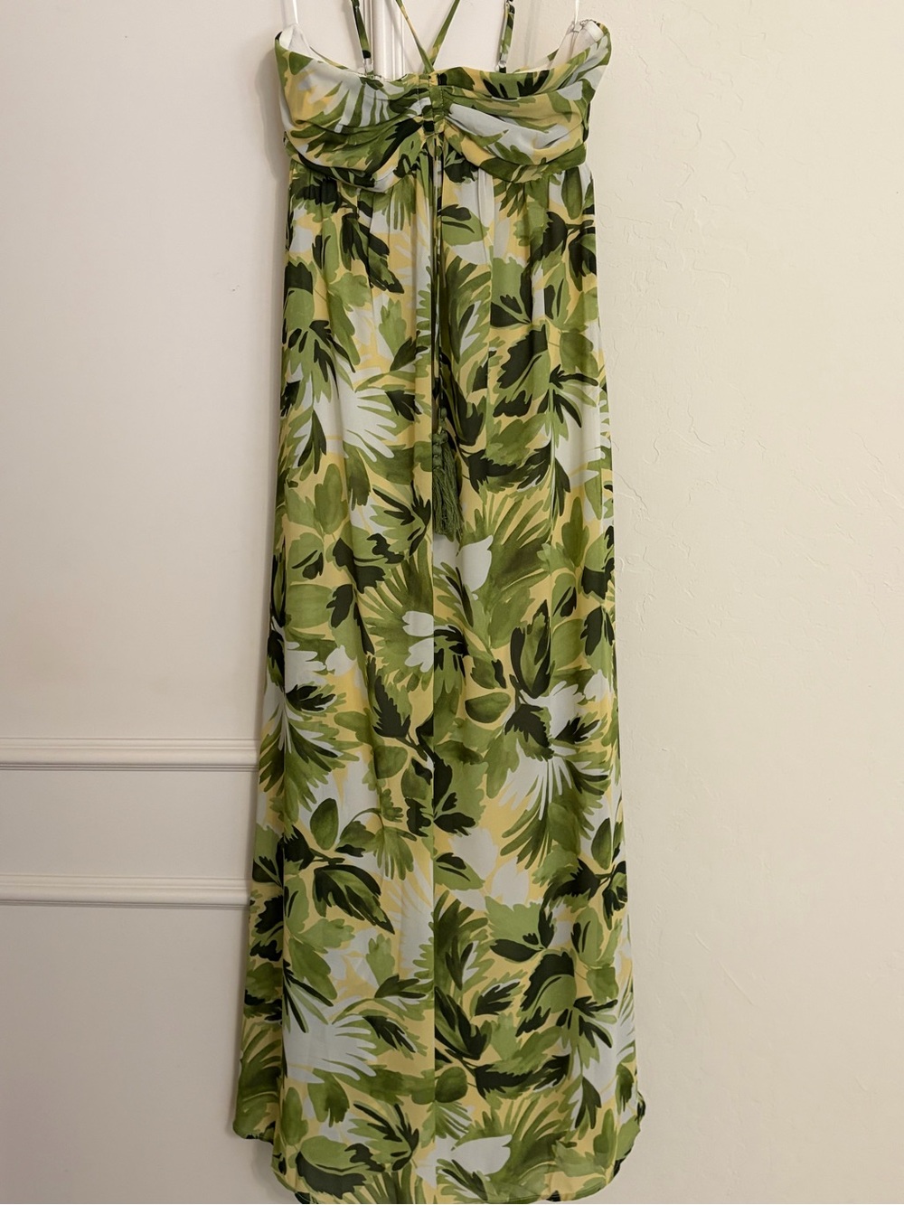 VICI Tropical Floral Maxi Dress Small Green Strappy Resort Boho